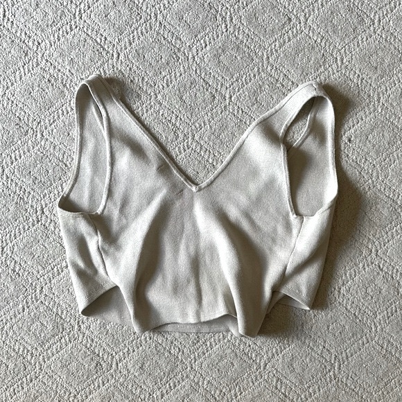 Abercrombie & Fitch Women’s Tan Crossover Rib Wrap Crop Top Size Small NWOT - Picture 5 of 9